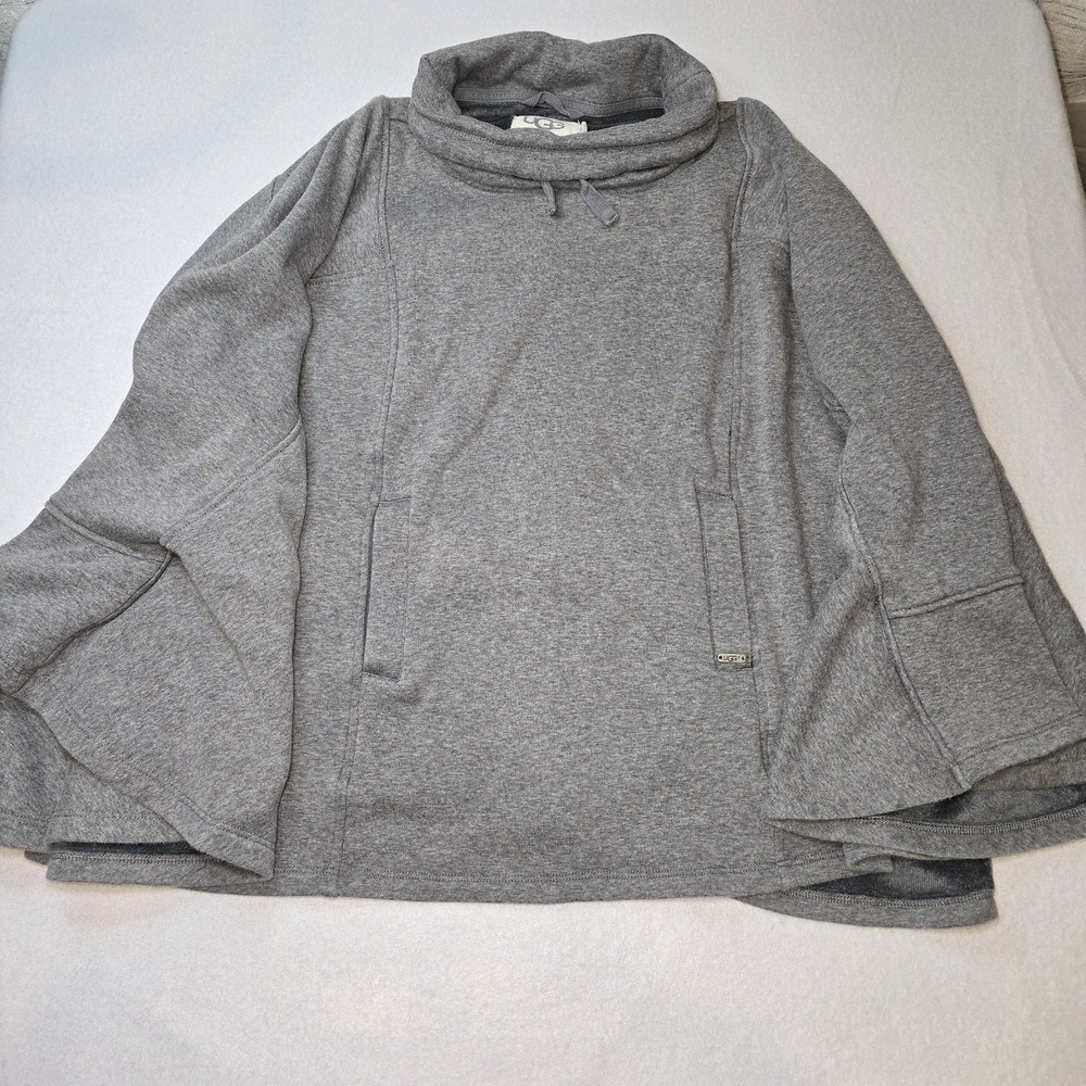 UGG Pichot Poncho Womens XS/S Gray Fleece Lined Turtleneck Cape Hoodie Pullover